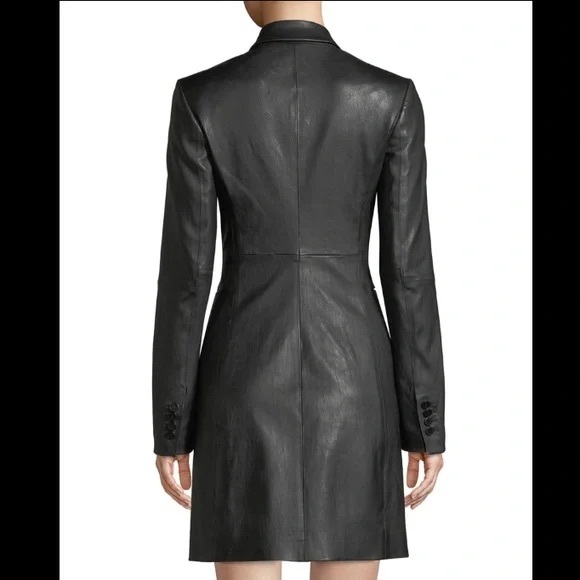 NWT Theory: Double-Breasted Bristol Leather Blazer Dress - Picture 6 of 15